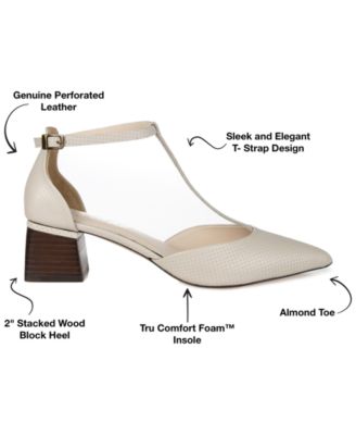 Women's Cameela Pointed Toe T Strap Block Heel Pumps