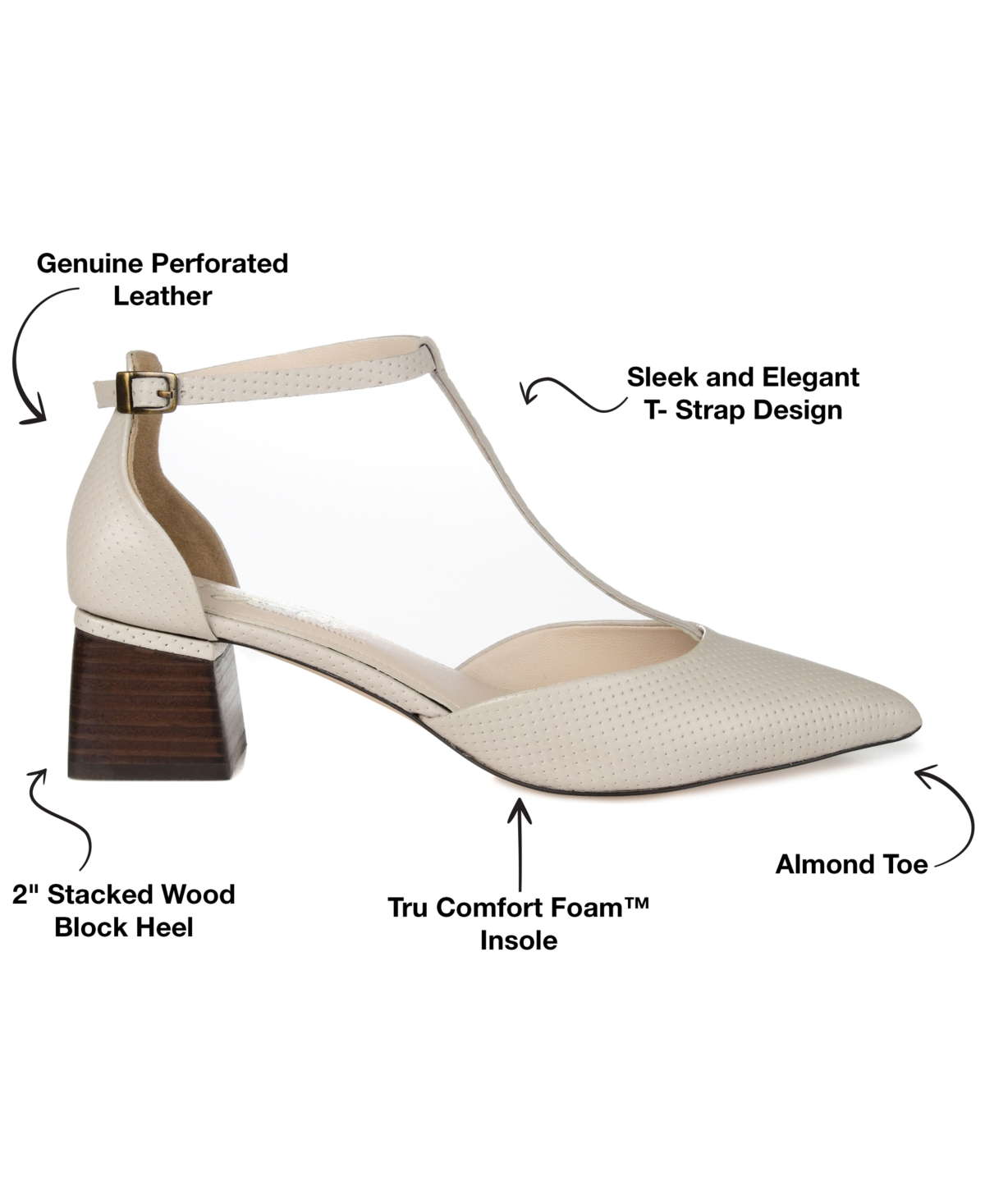 Journee Signature Women's Cameela Pointed Toe T Strap Block Heel Pumps