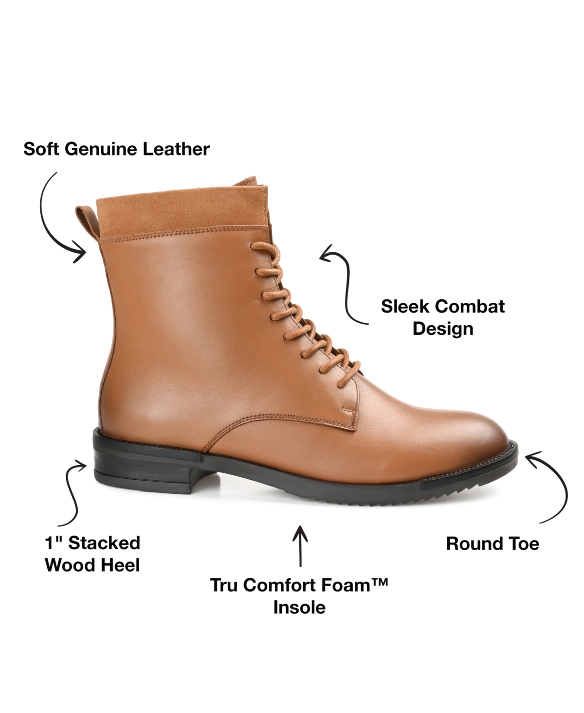 Journee Signature Women's Natara Lace Up Combat Booties