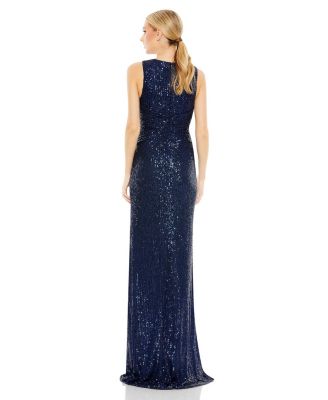 【MAC DUGGAL】ワンショルダー 装飾 サテンガウン Mac Duggal】ワンショルダー ダブルストラップ サテン ガウン
