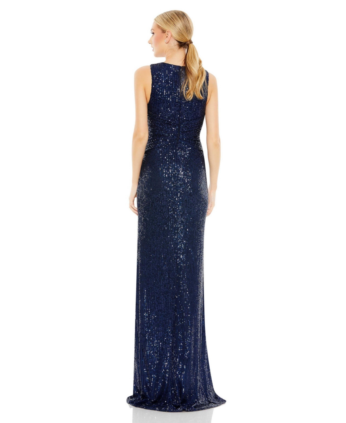 Mac Duggal Women's Ieena V-Neck Sequin Wrap Waist Gown