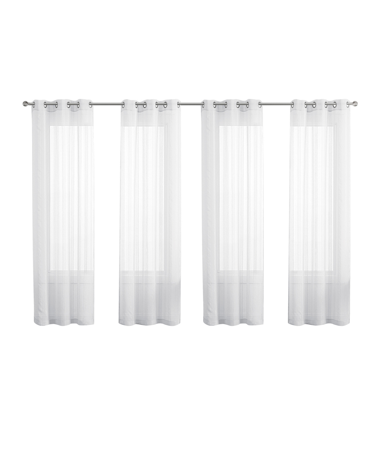 Tahari Home Donna Stripe Sheer Grommet 4-Piece Curtain Panel Set,