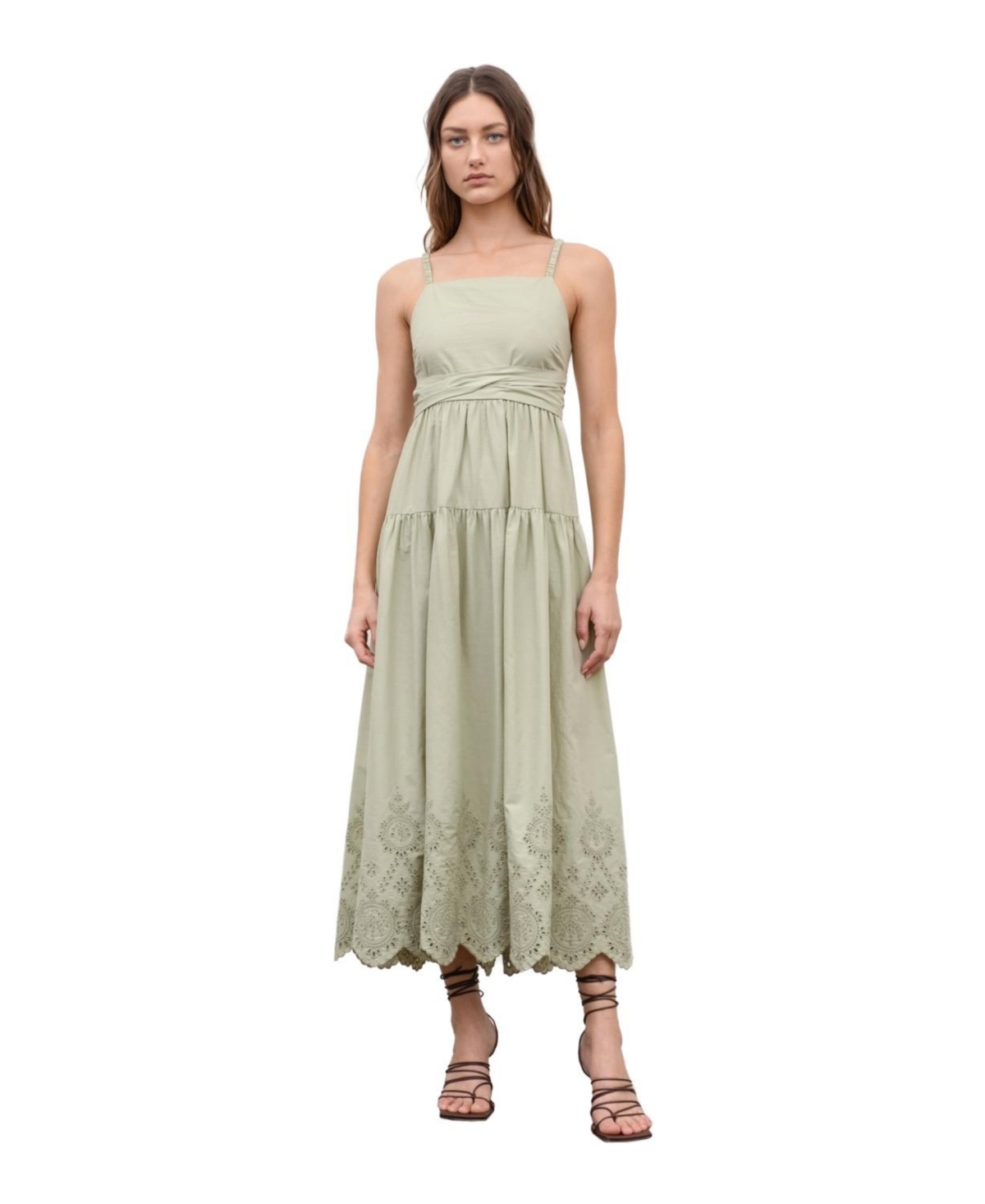 sage green eyelet dress Perfect Ending Mint Green Embroidered Eyelet Mini Dress main image 1