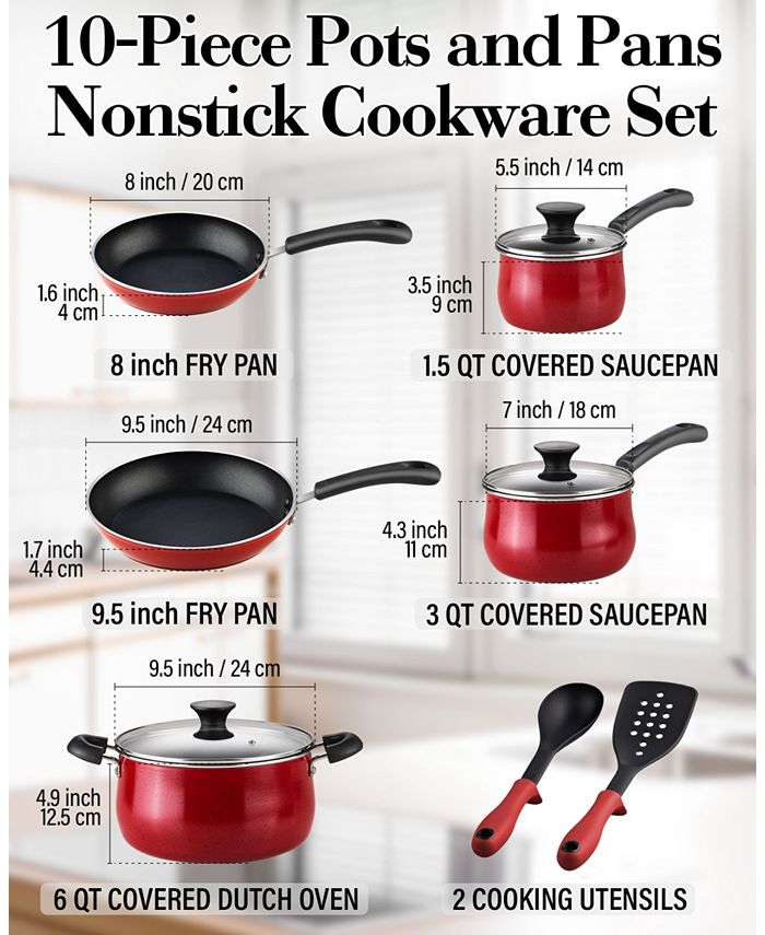 Cook N Home Pots and Pans Nonstick Cookware Set 10Piece, Belly Shape