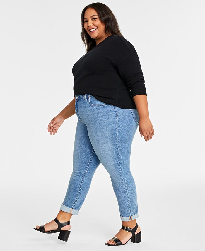 On 34th Trendy Plus Size High-Rise Straight-Leg Jeans, Regular and ...