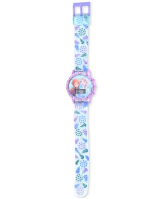 Girls' Digital Disney Frozen Light Blue Silicone Strap Watch 33mm Gift Set
