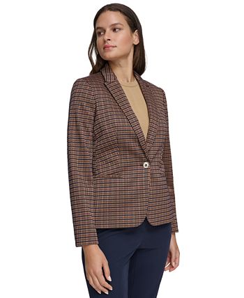 Tommy Hilfiger Women s One Button Plaid Blazer Macy s