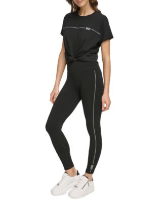 Dkny Kids logo-waistband leggings - Black