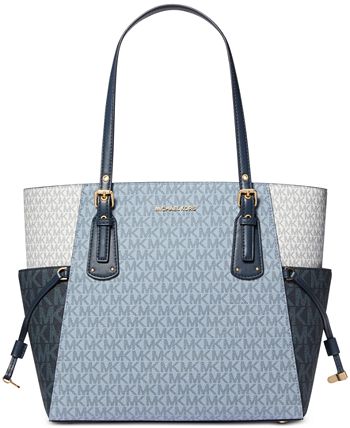 MICHAEL Michael Kors Voyager East/West Tote (Pale Grey/Optic White