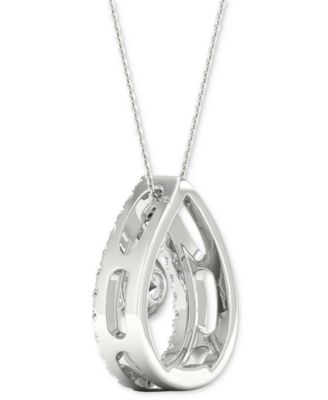 Diamond Orbital Halo Teardrop Pendant Necklace (1/4 ct. t.w.) in 10k White Gold, 16" + 2" extender