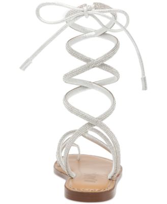 Gennifer Lace-Up Ankle-Tie Flat Sandals