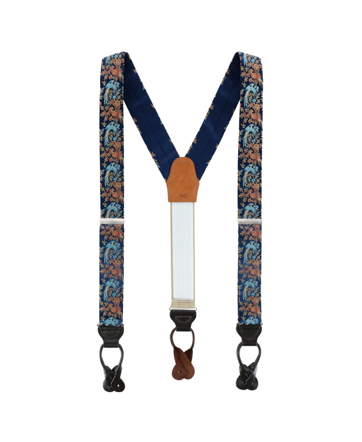 Trafalgar Men's Birds of Prosperity Silk Button End Suspenders and Necktie Set
