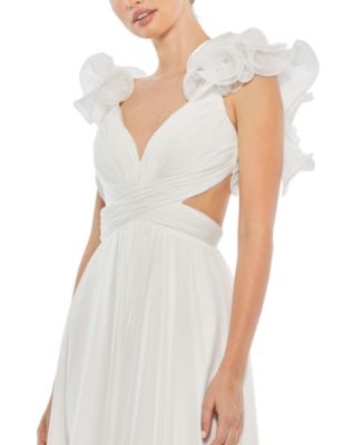 Women's Ruffle Tiered Cut-Out Chiffon Gown