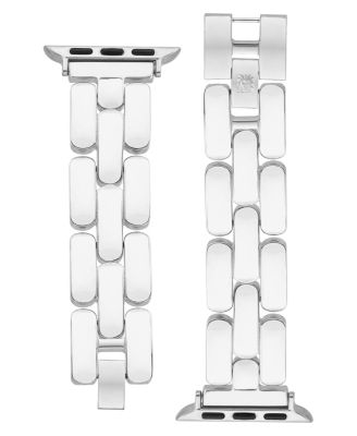Women's White Enamel and Silver-Tone Alloy Metal Bracelet designed for Apple Watch&reg; 42mm (Series 10) & 38/40/41mm