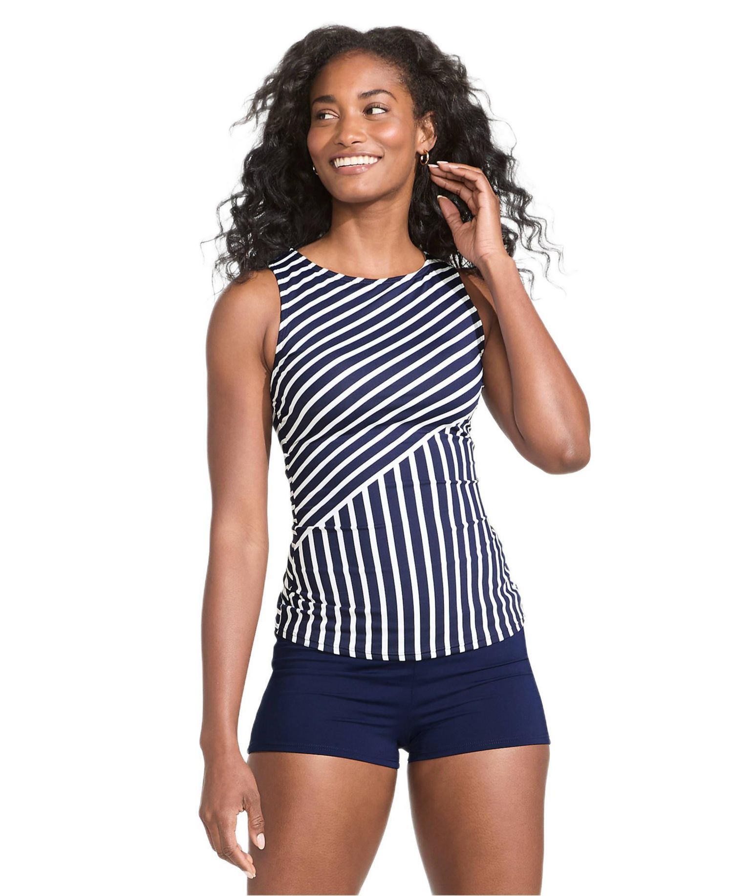 Women's DDD-Cup Chlorine Resistant High Neck UPF 50 Modest Tankini Swimsuit Top