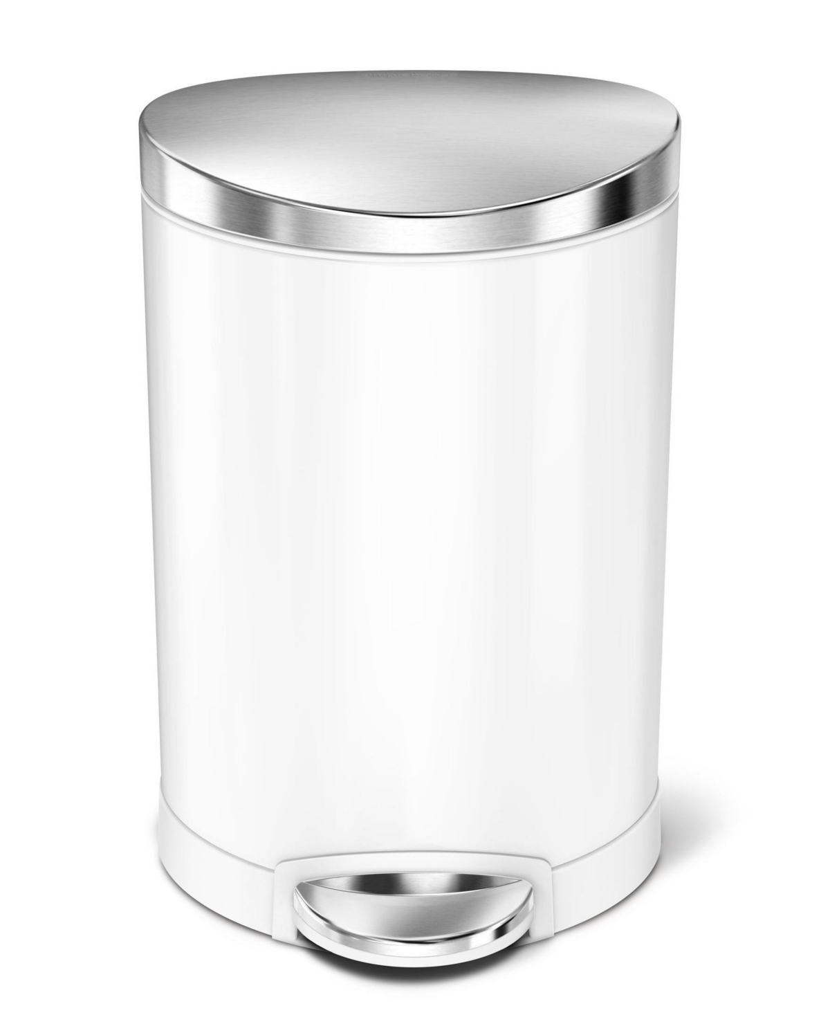 Shop Simplehuman 6 Litre Steel Semi-round Step Can Steel In White Stainless Steel