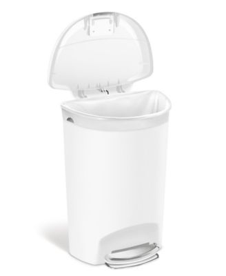 13 Gallon Plastic Semi-Round Step Kitchen Trash Can with Soft-Close Locking Lid