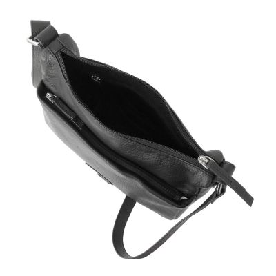 Ladies Leather Medium Multi Zip Crossbody Bag