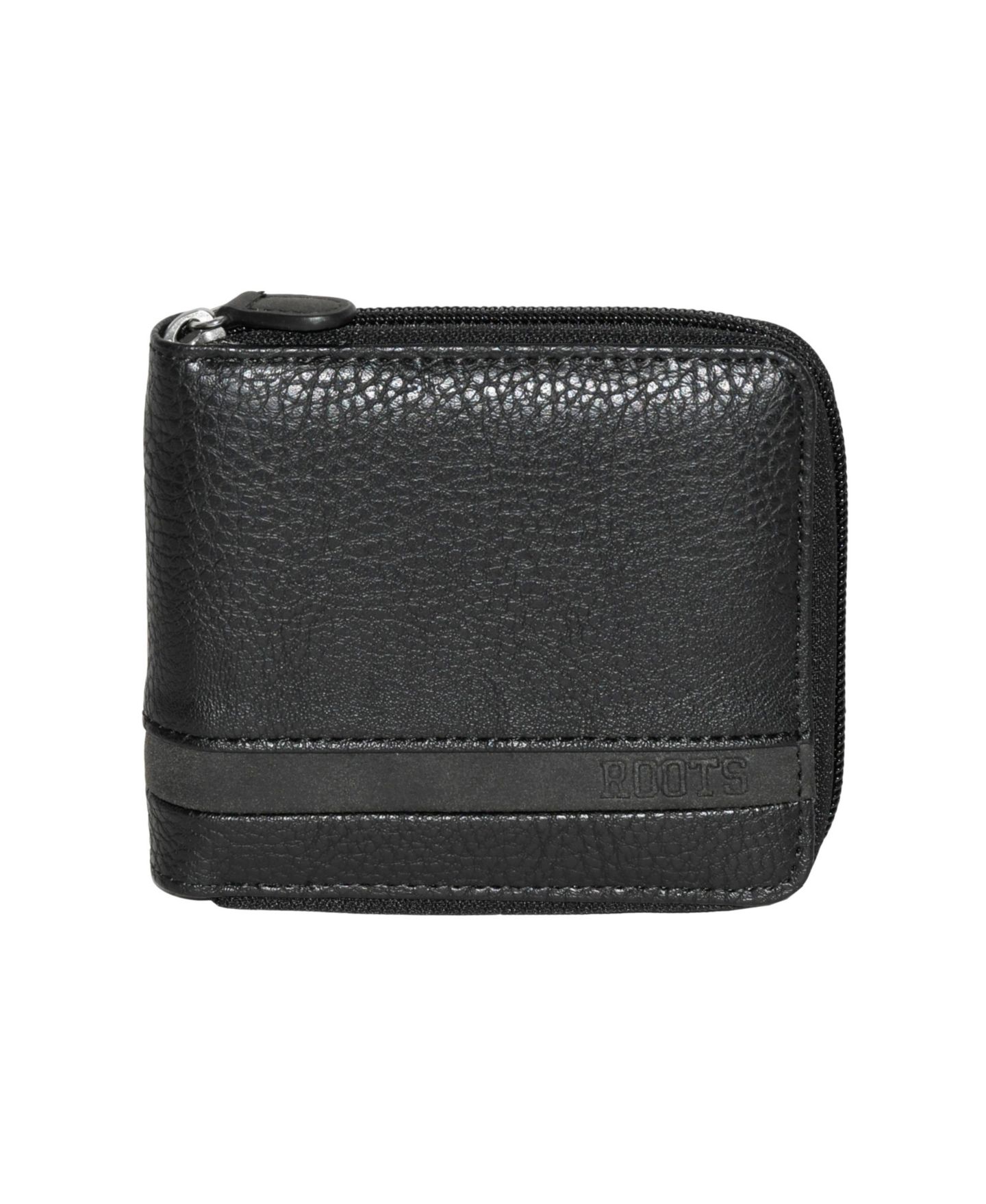 Мужской кошелёк Roots Men Zipper Around Wallet With Center Wing, цвет: Чёрный — фото 1