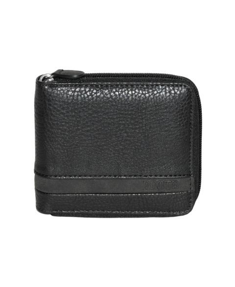 Мужской кошелёк Roots Men Zipper Around Wallet With Center Wing, цвет: Чёрный