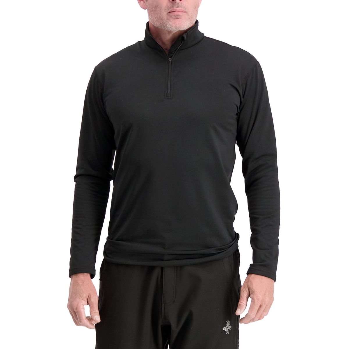 Big & Tall Flex-Wear Top Base Layer Shirt Zip Mock Neck - Black