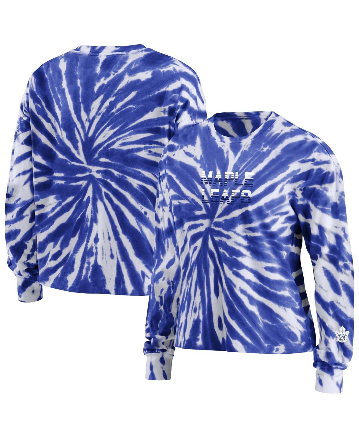 Shop Wear By Erin Andrews Women's  Blue Toronto Maple Leafs Tie-dye Long Sleeve T-shirt