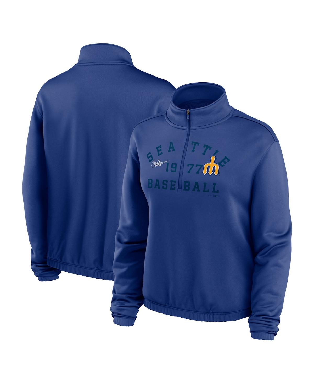 Nike Royal Seattle Mariners Rewind Splice Half-zip Sweatshirt In Royal