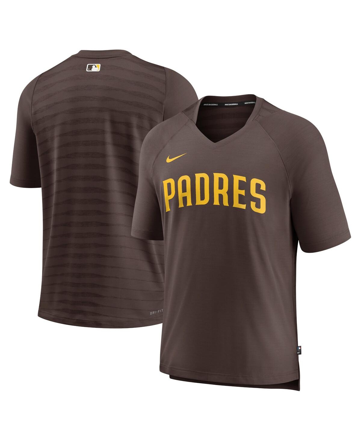 Nike Men's  Brown San Diego Padres Authentic Collection Pregame Raglan Performance V-neck T-shirt
