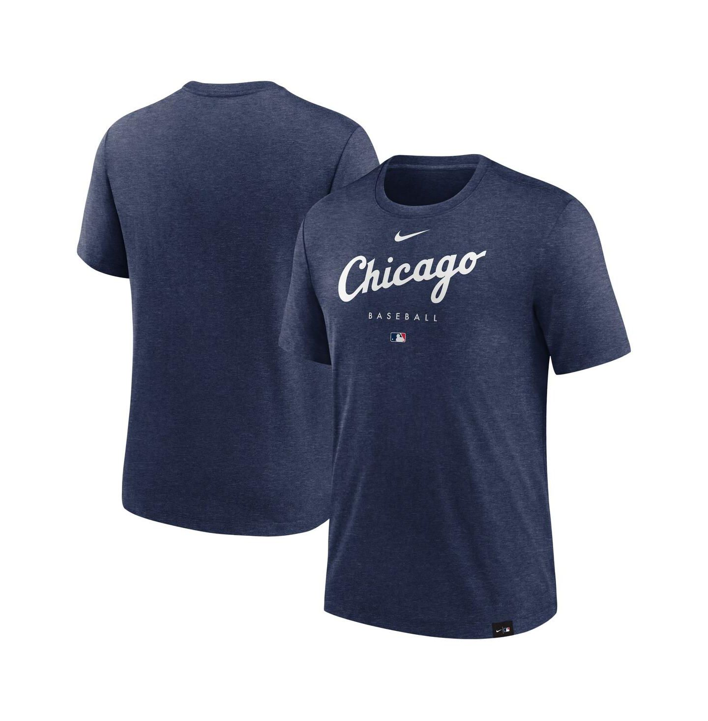 Мужская футболка Nike Heather Navy Chicago White Sox Authentic Collection Early Work Tri-Blend Performance — фото 2