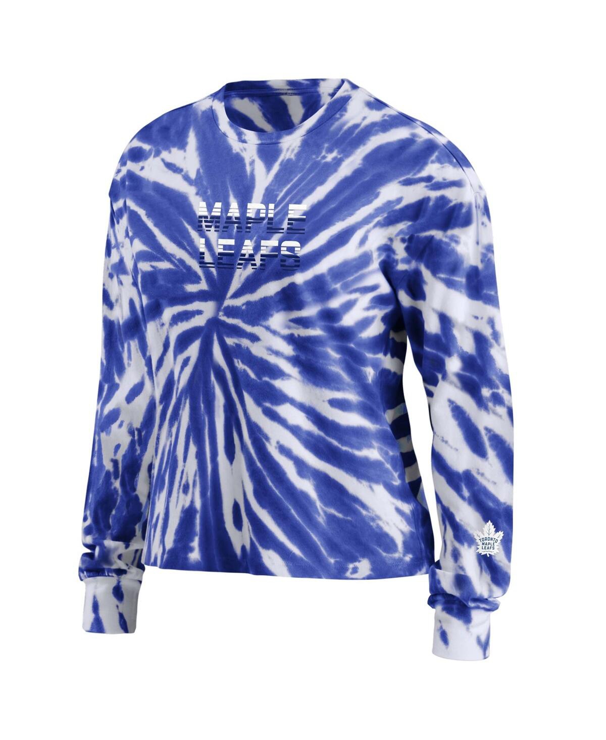 Shop Wear By Erin Andrews Women's  Blue Toronto Maple Leafs Tie-dye Long Sleeve T-shirt