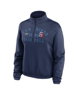 Women's Navy San Diego Padres Rewind Splice Half-Zip Sweatshirt