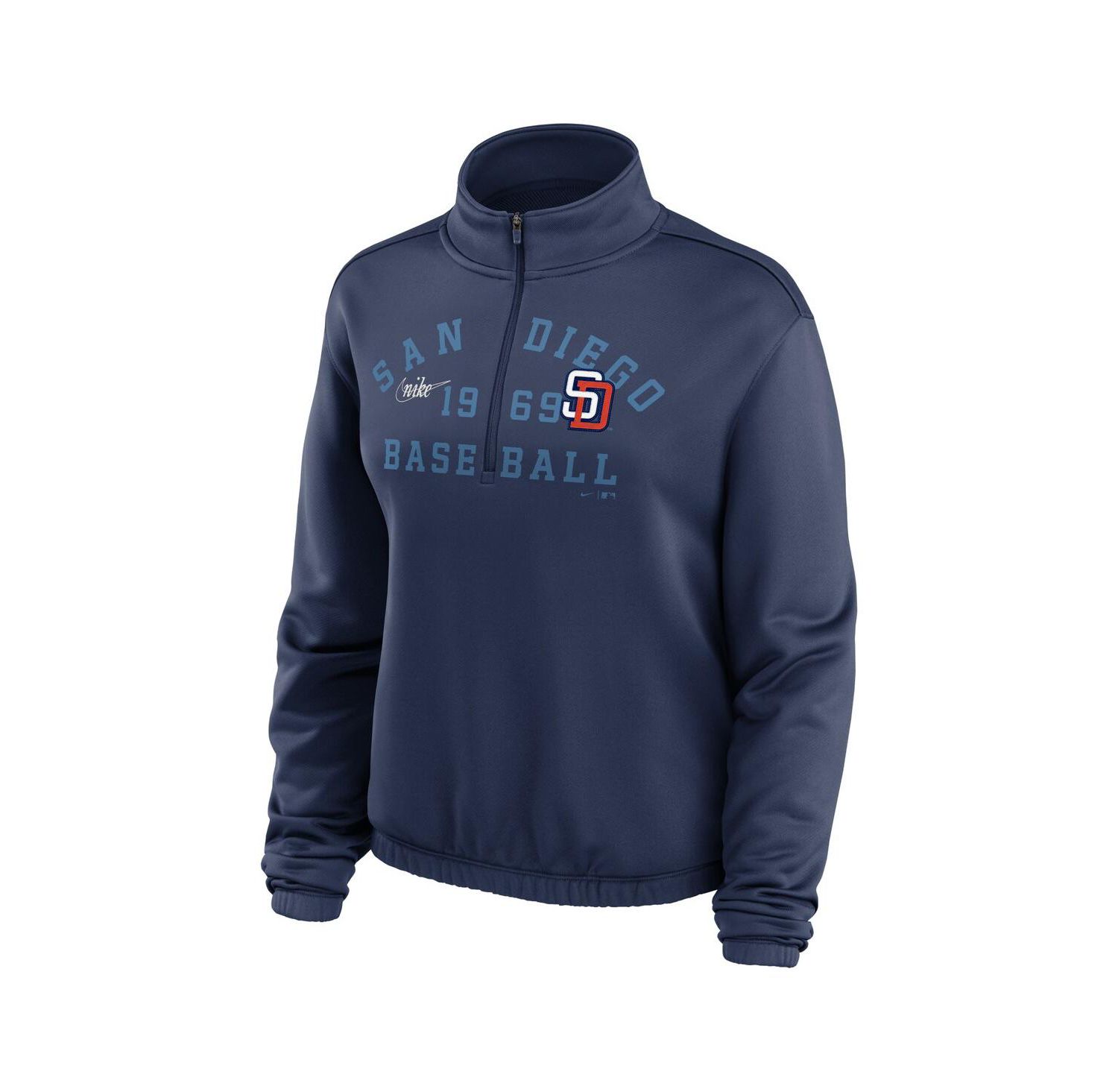 Women's Navy San Diego Padres Rewind Splice Half-Zip Sweatshirt