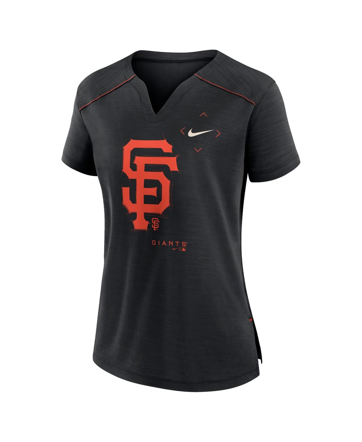 Shop Nike Women's  Black San Francisco Giants Pure Pride Boxy Performance Notch Neck T-shirt