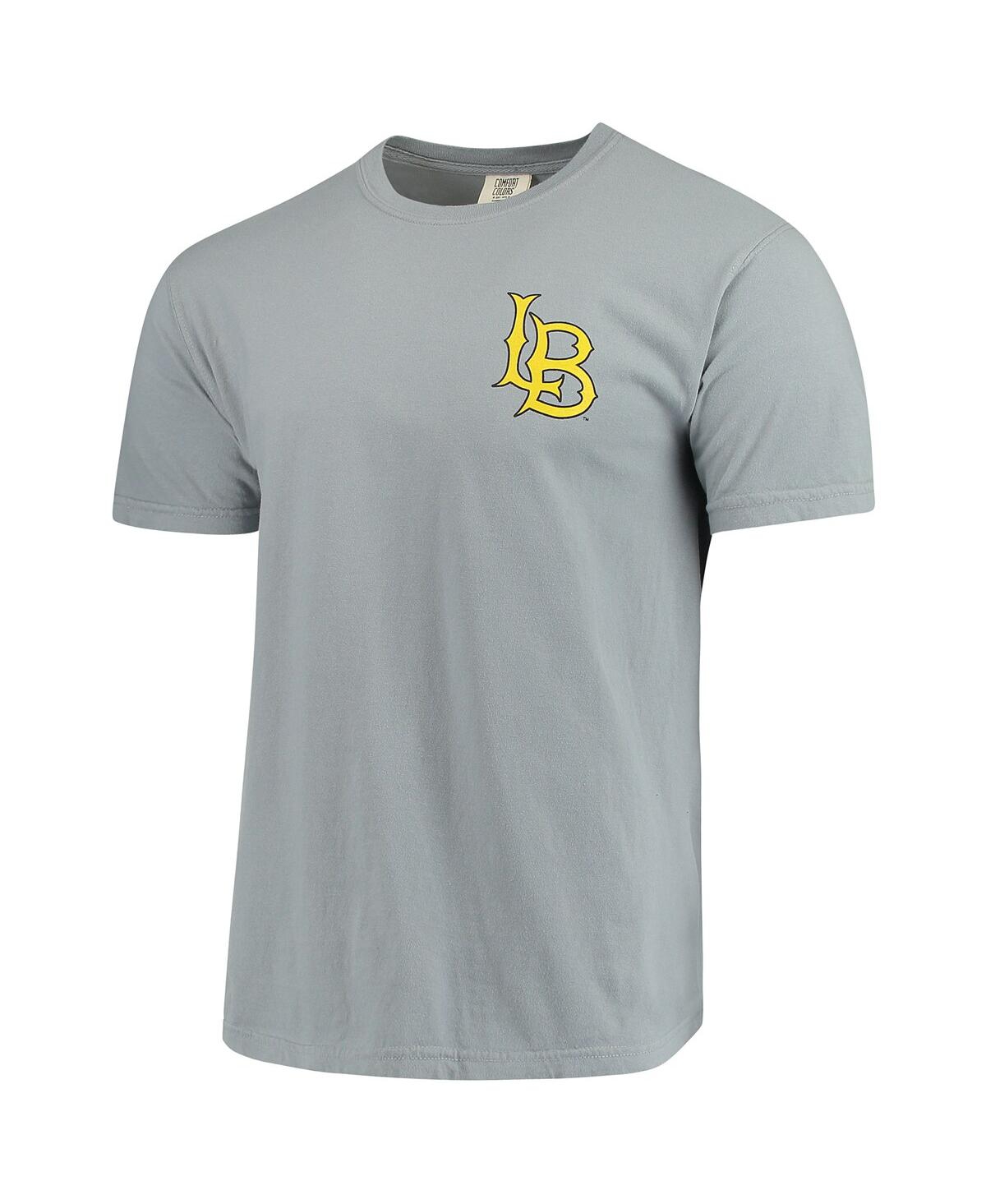 Shop Image One Men's Gray Cal State Long Beach The Beach Baseball Flag Comfort Colors T-shirt