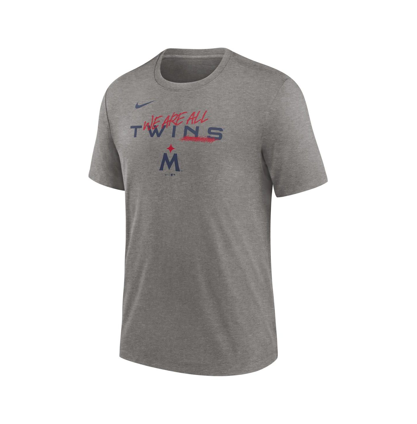 Мужская футболка Nike Heather Gray Minnesota Twins We Are All Tri-Blend — фото 3