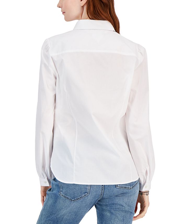 Tommy Hilfiger Women's Cotton Puff-Sleeve Embroidered Shirt - Macy's