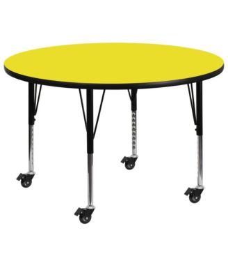 Mobile 48" Round Hp Laminate Adjustable Preschool Activity Table