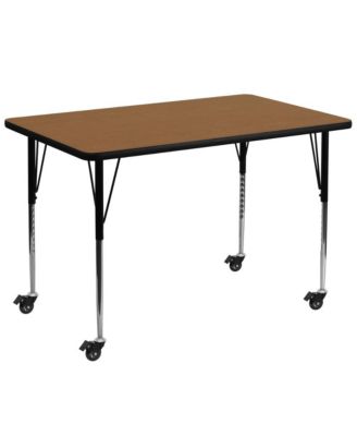 Mobile 36X72 Rectangle Laminate Adjustable Activity Table