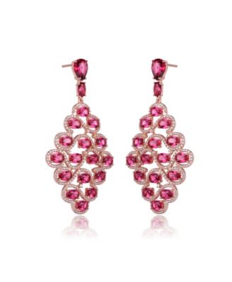 Rose Gold Plated Red Cubic Zirconia Drop Earrings