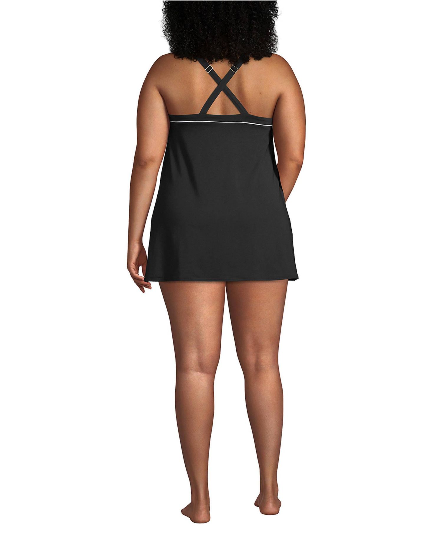Plus Size High Neck Swim Dress One Piece Swimsuit Adjustable Straps