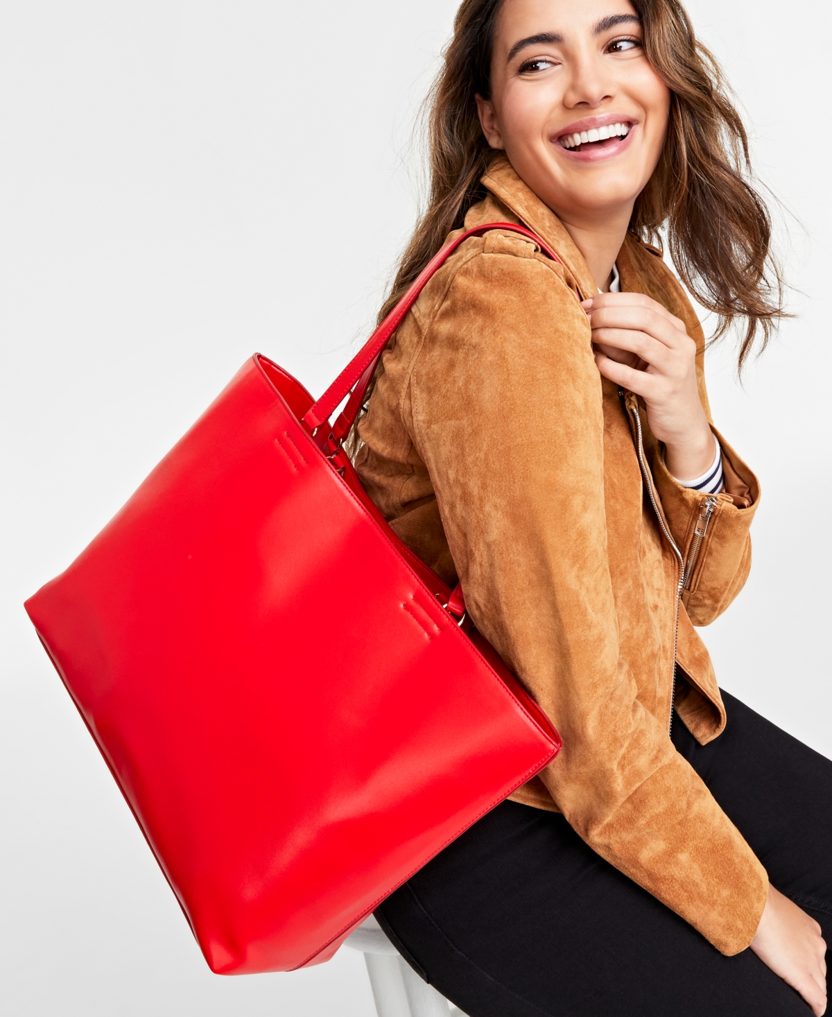Leightonne Tote, Created for Macy's - Fiery Red