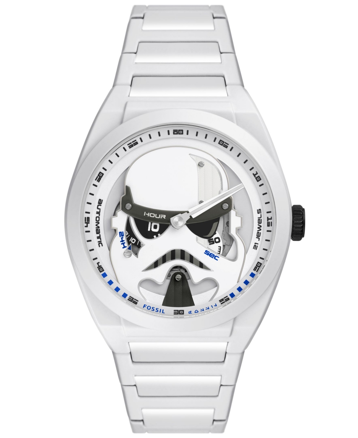 Fossil Unisex Limited Edition Star Wars Stormtrooper Automatic White Stainless Steel Watch 43mm