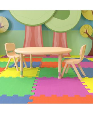 45" Round Plastic Height Adjustable Activity Table Set With 2 Chairs