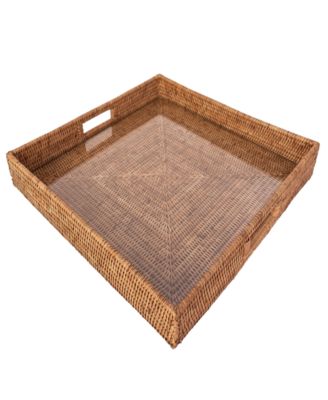 Artifacts Trading Company Square Serving Ottoman Trays with Glass Insert