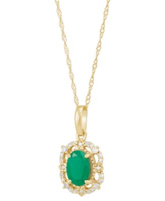 Sapphire (1 ct. t.w.) & Diamond (1/10 ct. t.w.) Pendant 18" Necklace in 14k Yellow Gold (Also Available in Ruby & Emerald)