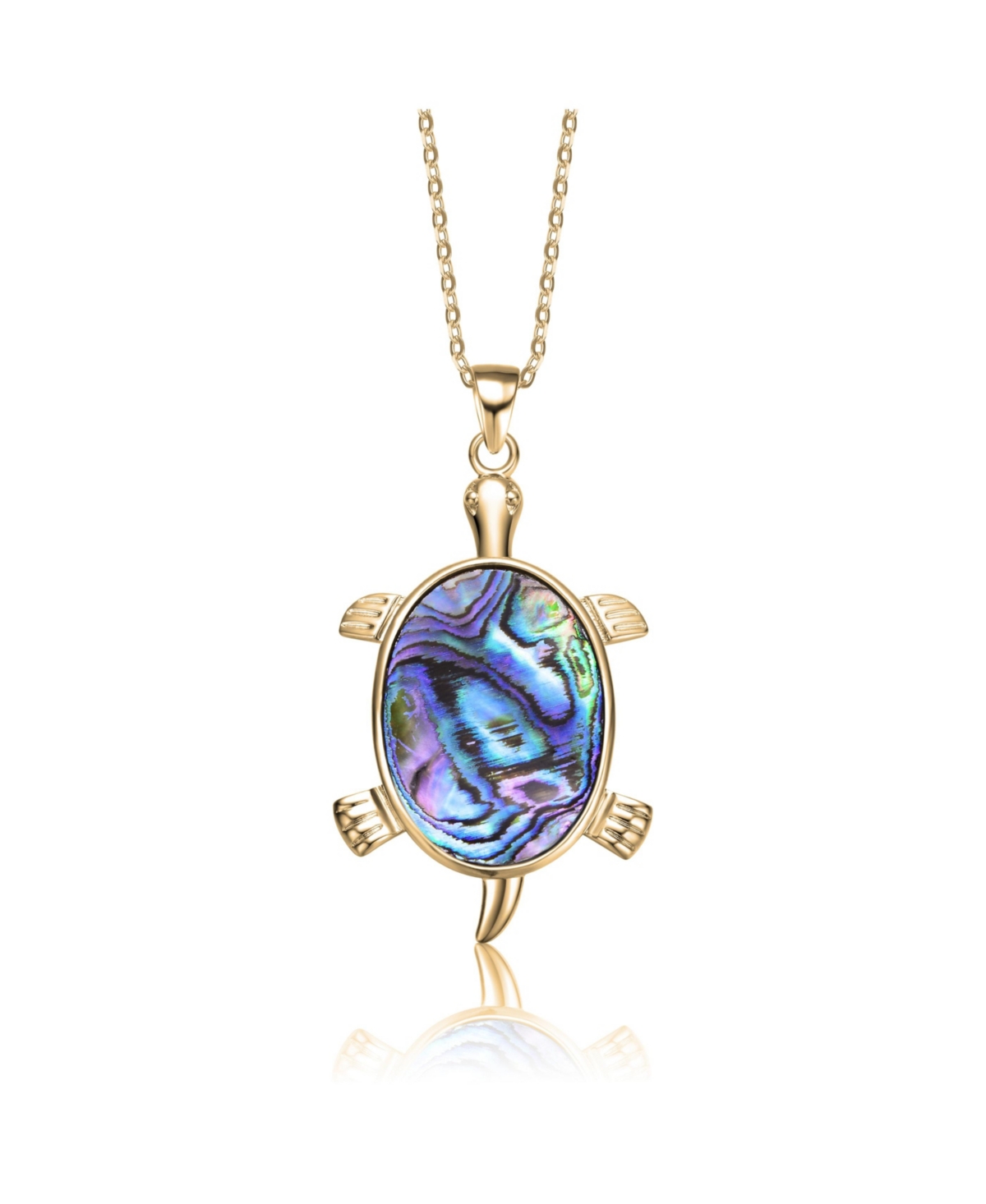 Genevive Classic 14k Gold Plated Abalone Charm Pendant Necklace