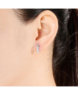 CZ Sterling Silver Cubic Zirconia Mini Hoop Earrings