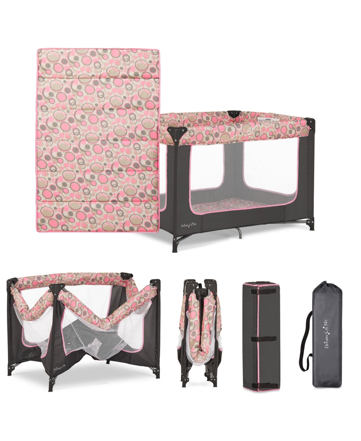 Dream On Me Zodiak Portable Play Yard With Carry Bag And Shoulder Strap -pink