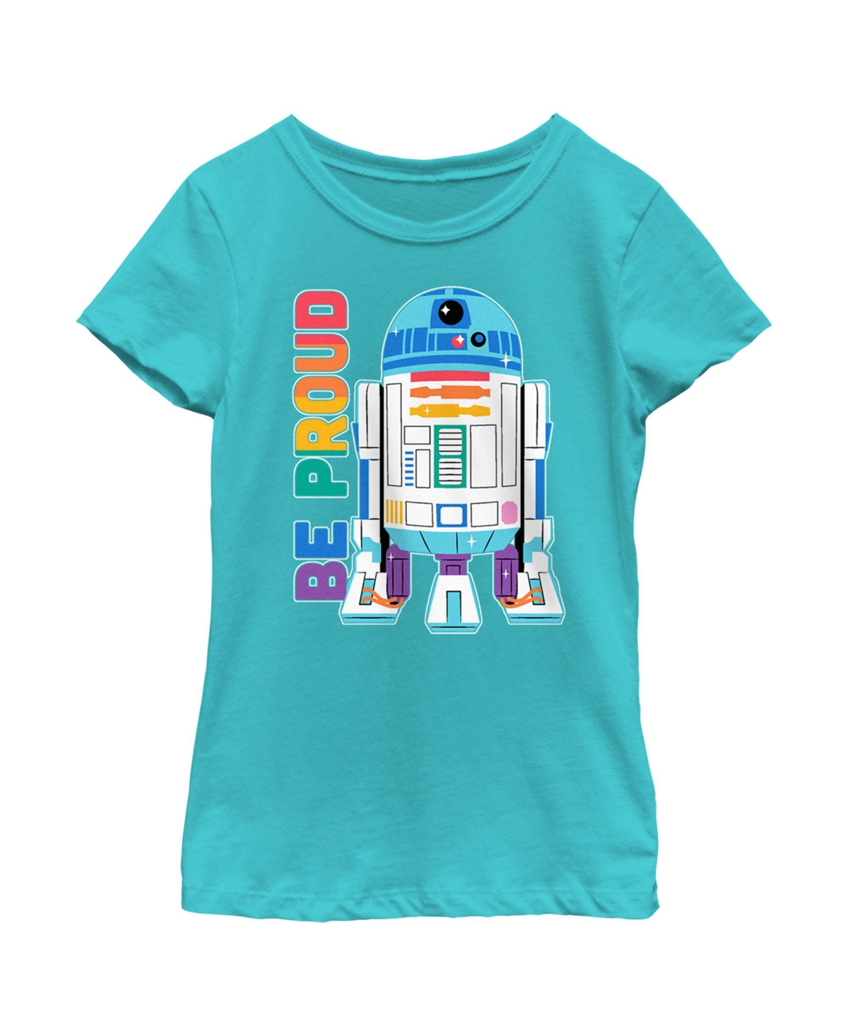 Disney Lucasfilm Girl's Star Wars Pride Rainbow R2-d2 Be Proud Child T-shirt In Tahiti Blue