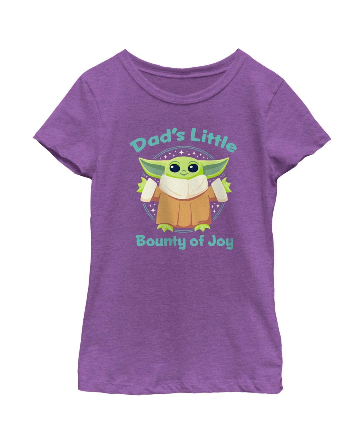 Disney Lucasfilm Girl's Star Wars: The Mandalorian Grogu Dad's Little Bounty Of Joy Child T-shirt In Purple Berry